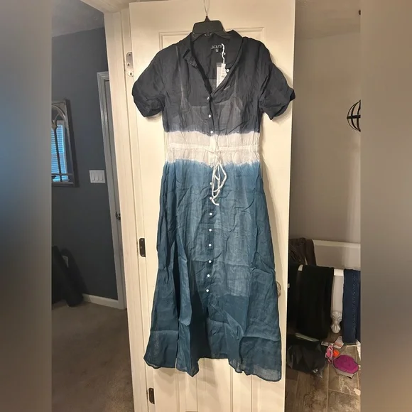 NWT J Crew Cerise shirtdress in dip-dyed ramie Size 10 - Picture 4 of 12